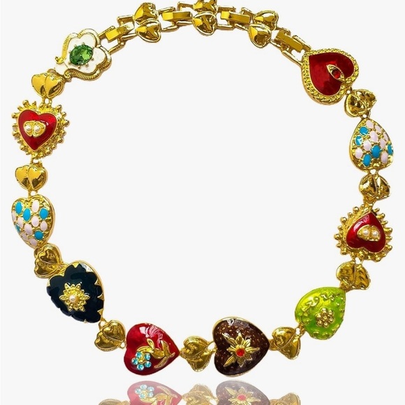 Jewelry - Gold heart choker coquette style necklace Y2K style fashion